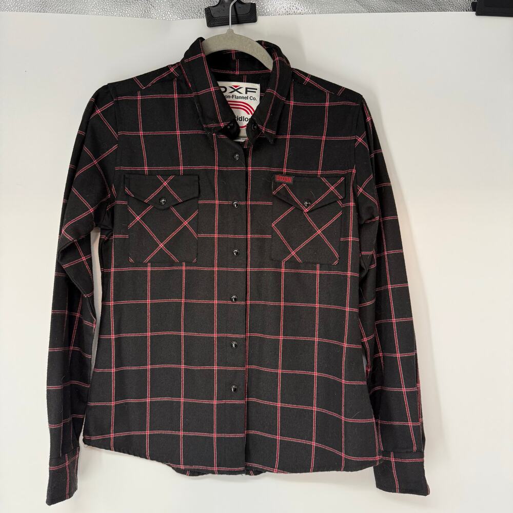 Dixxon DXF The Gridlock Flannel Western Shirt Mens Small Black Red Long Sleeve